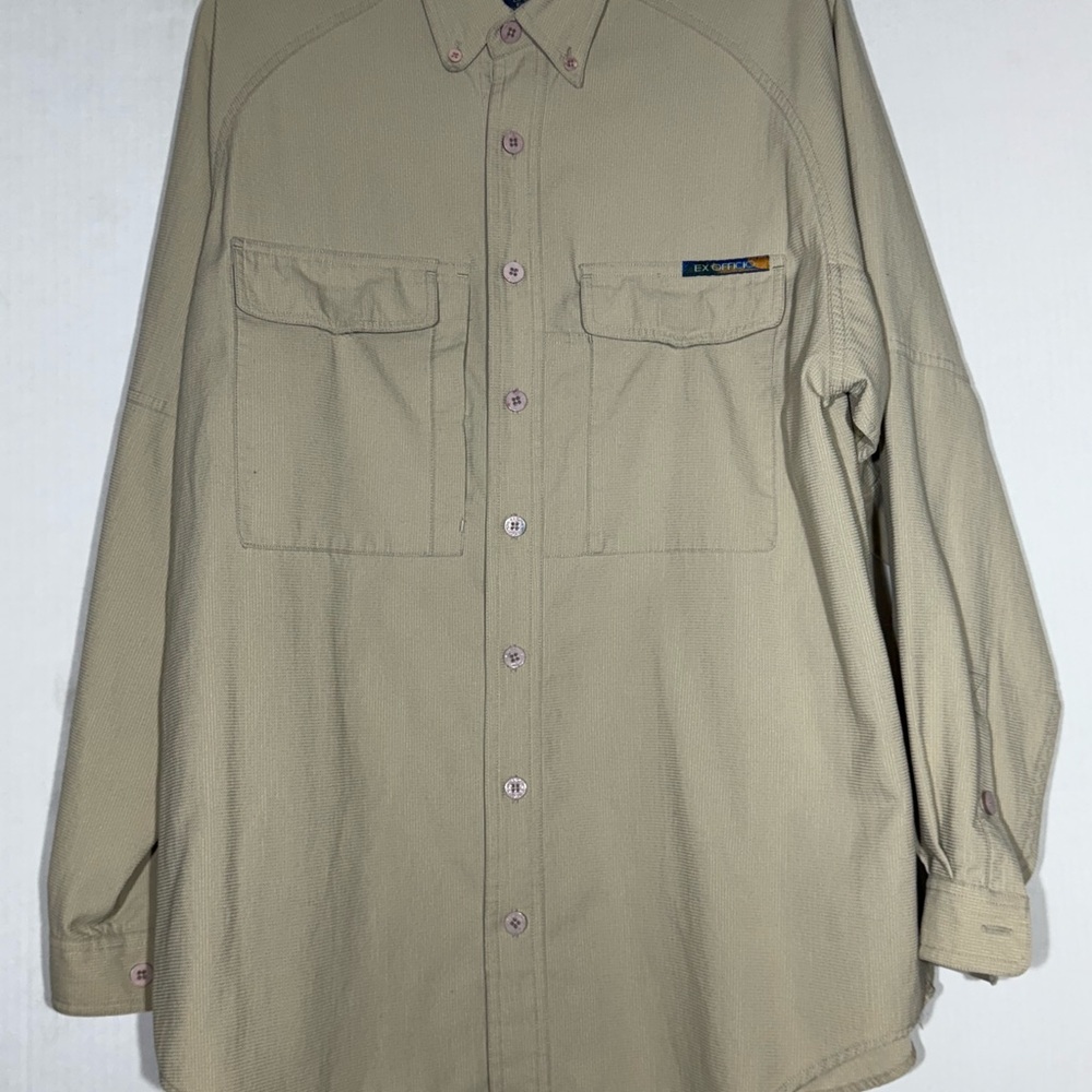 Ex Officio Travel Wear Men’s M Tan Button Up Vented Long Sleeve Shirt